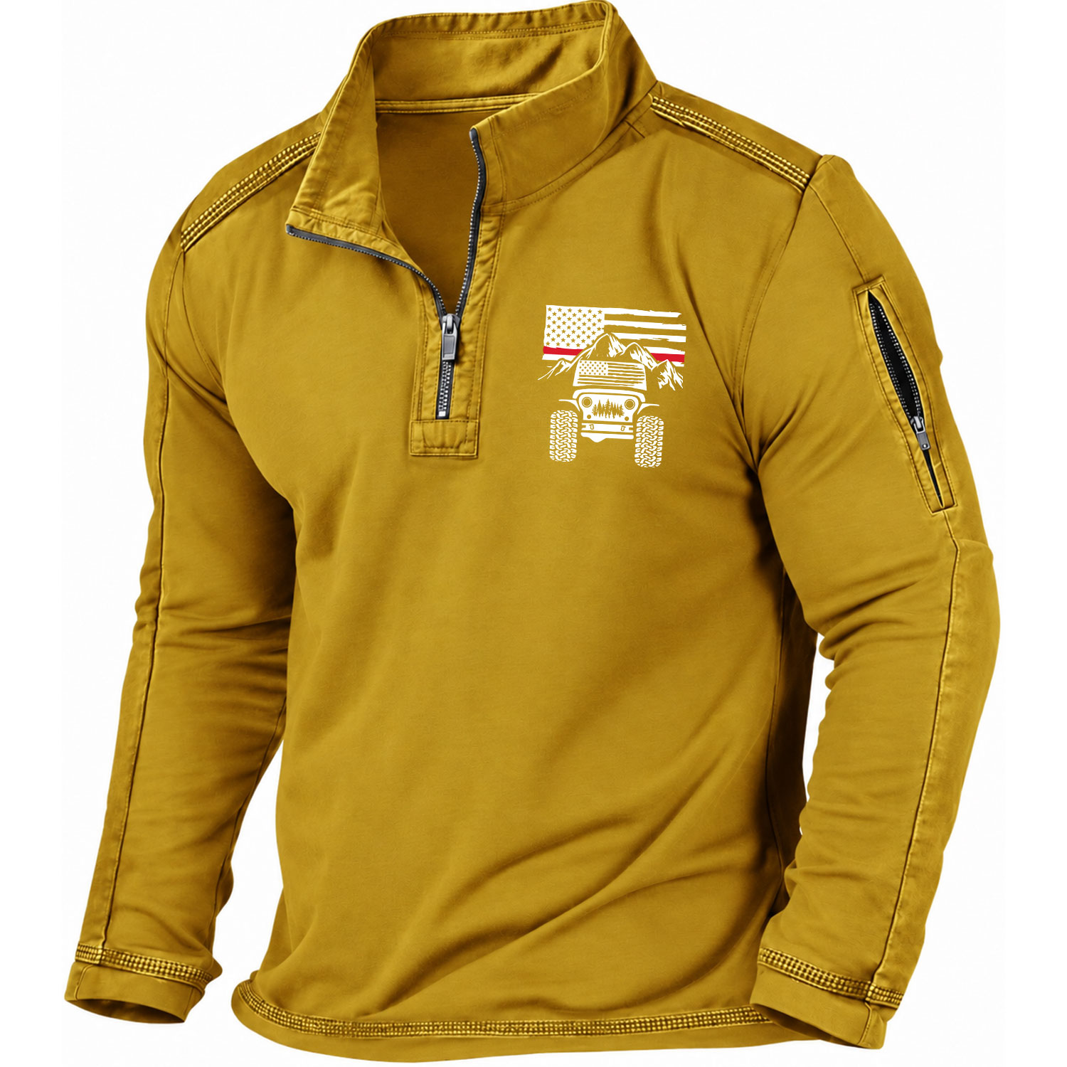 Firefighter Red Line American Flag Quarter-Zip Sweatshirt
