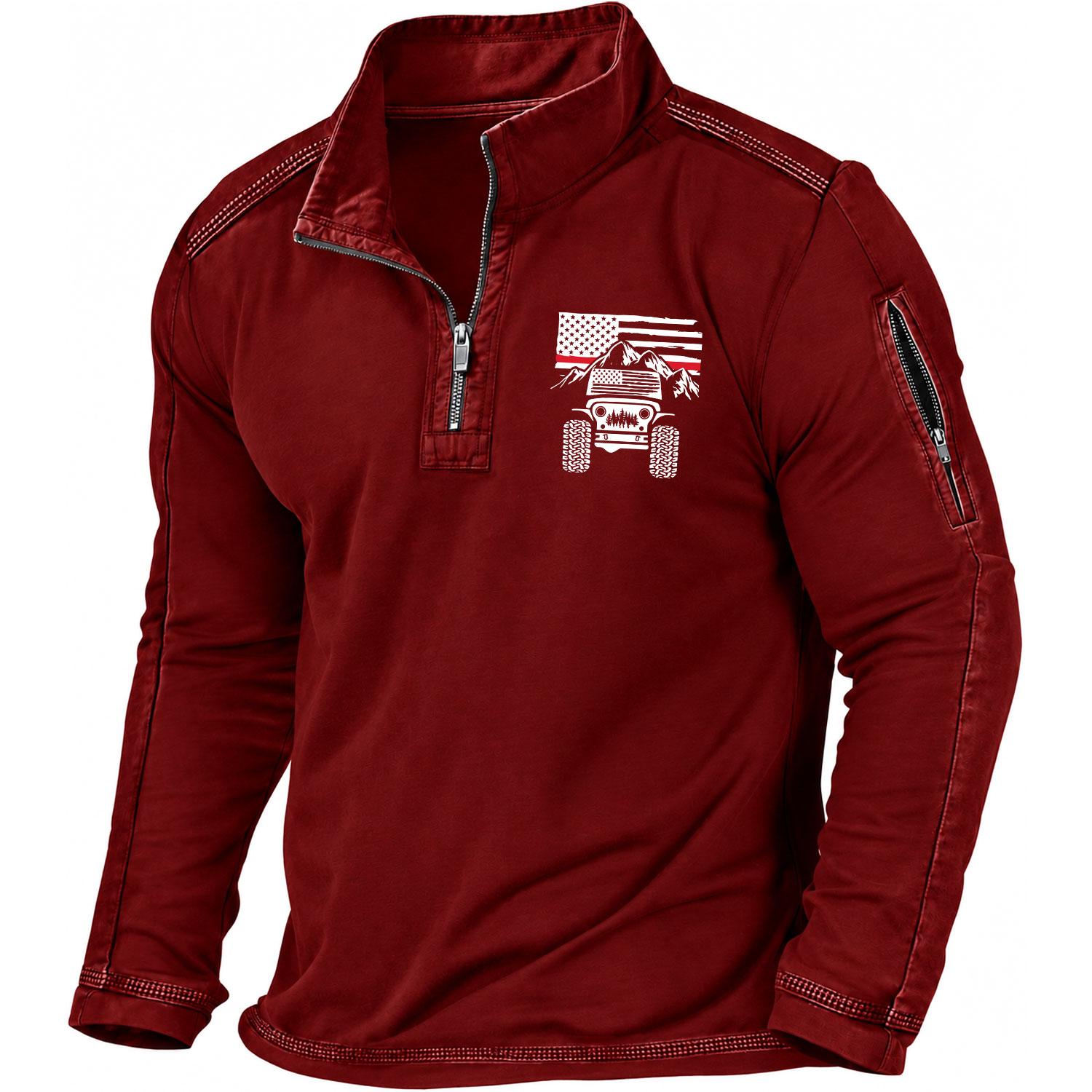 Firefighter Red Line American Flag Quarter-Zip Sweatshirt