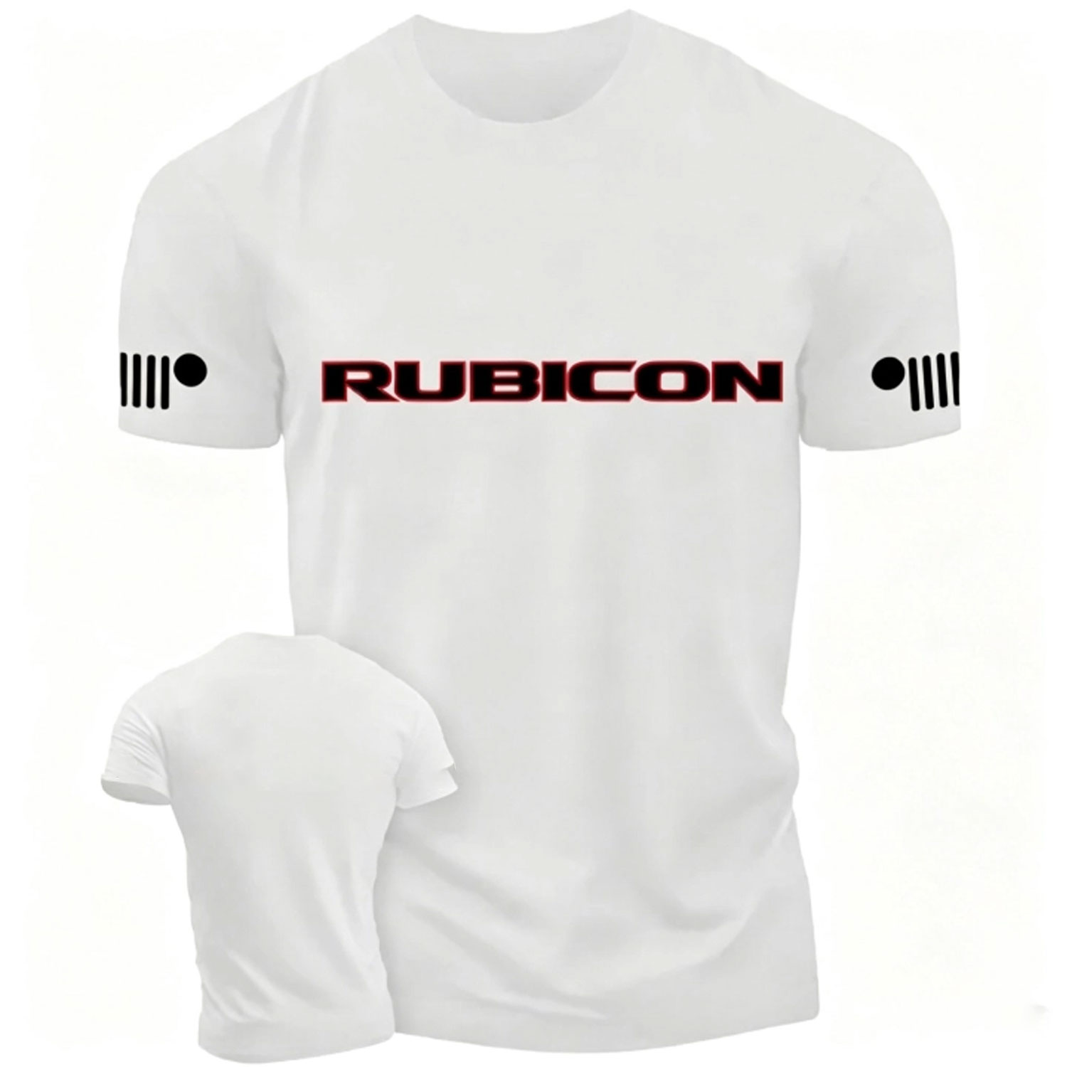 Jp Wrangler JK Rubicon Red and Black Text Logo Unisex T-shirt