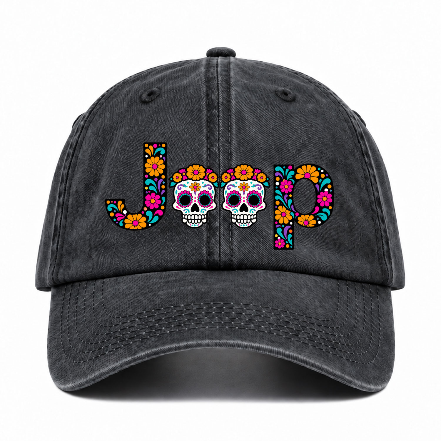 Sugar Skull Dancing on Jps Dia de los Muertos Baseball Cap