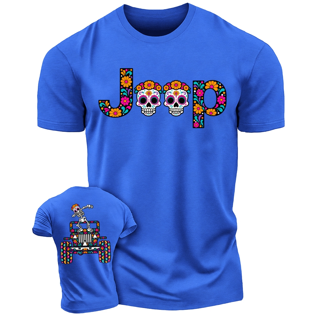 Sugar Skull Dancing on Jps Dia de los Muertos Cotton T-shirt