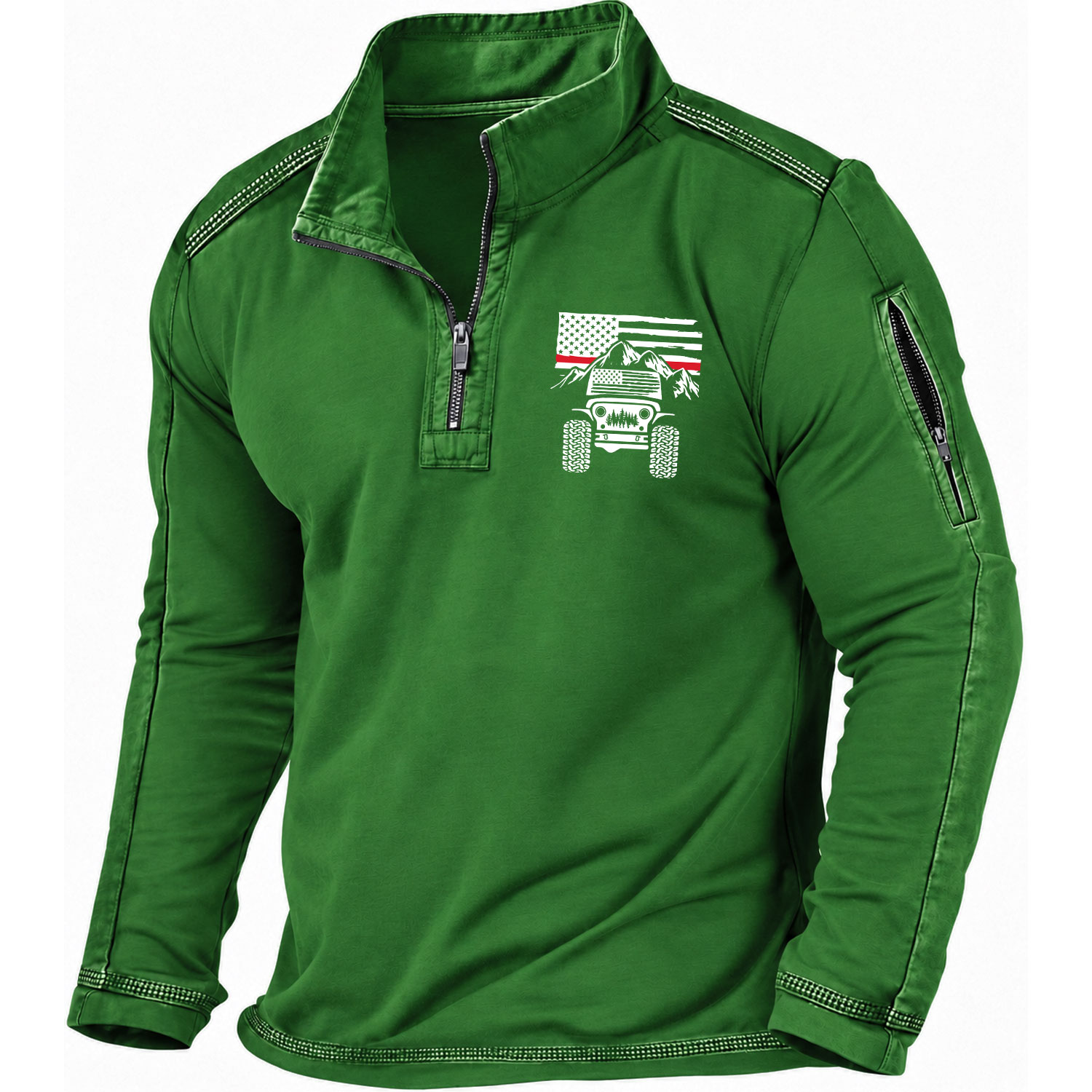 Firefighter Red Line American Flag Quarter-Zip Sweatshirt