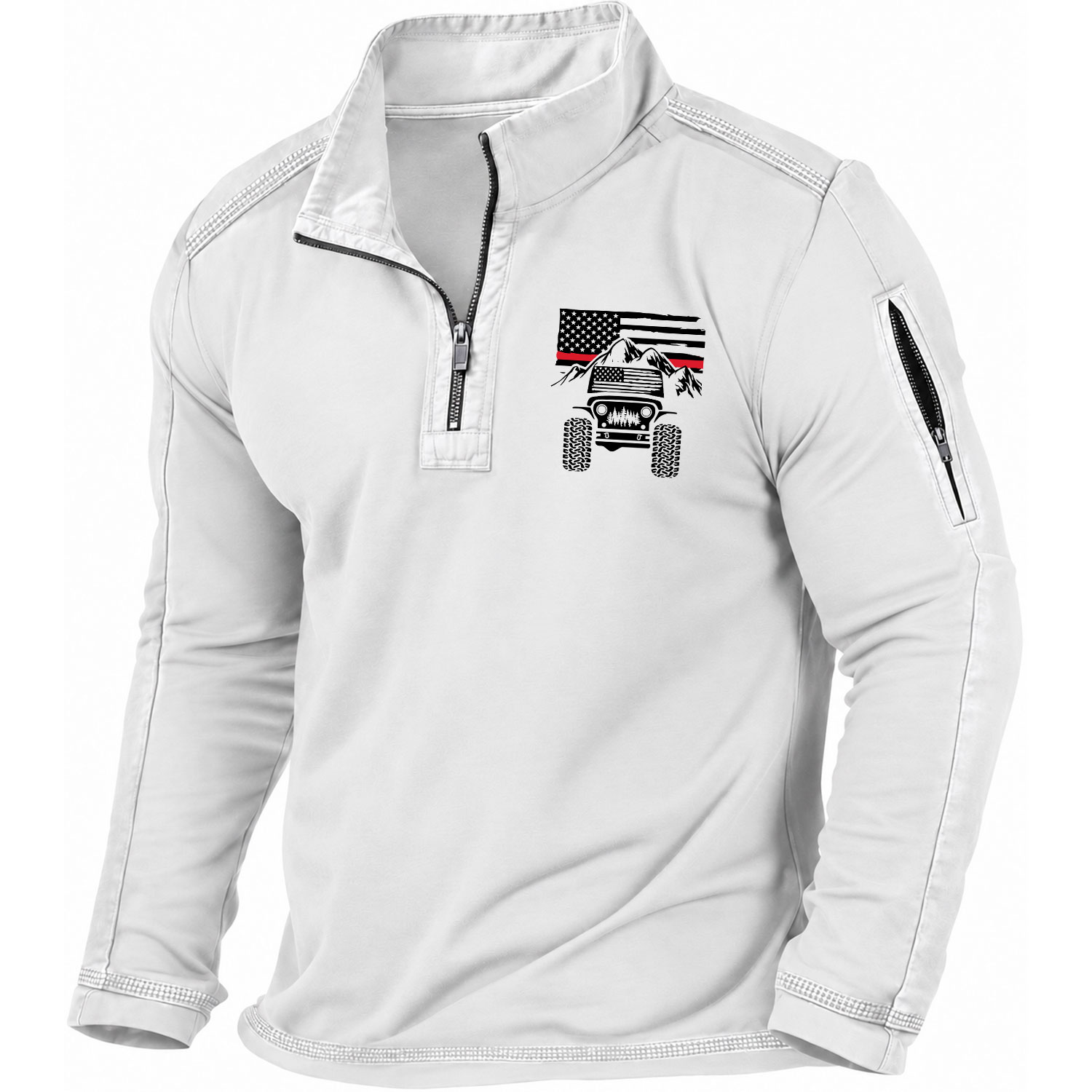 Firefighter Red Line American Flag Quarter-Zip Sweatshirt