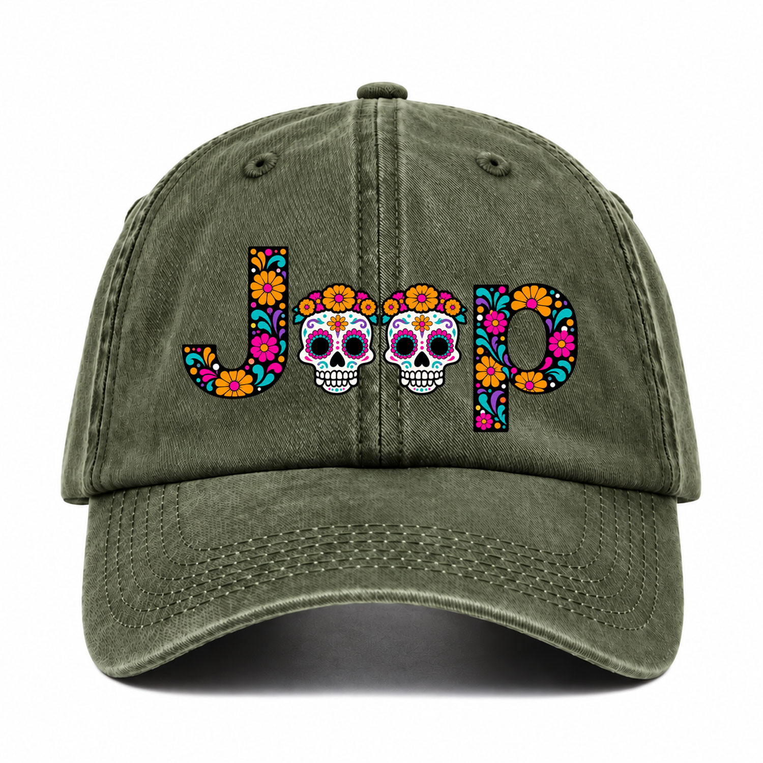 Sugar Skull Dancing on Jps Dia de los Muertos Baseball Cap