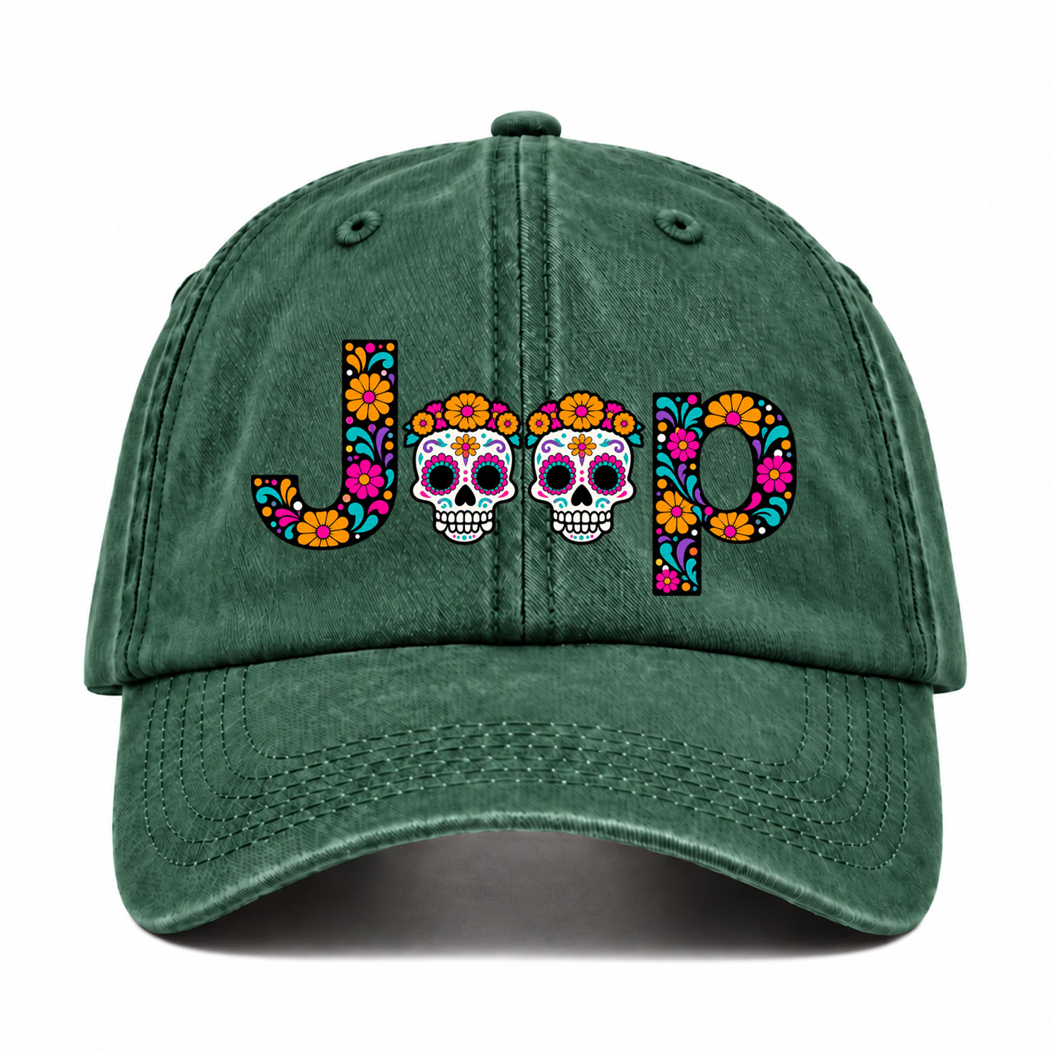 Sugar Skull Dancing on Jps Dia de los Muertos Baseball Cap