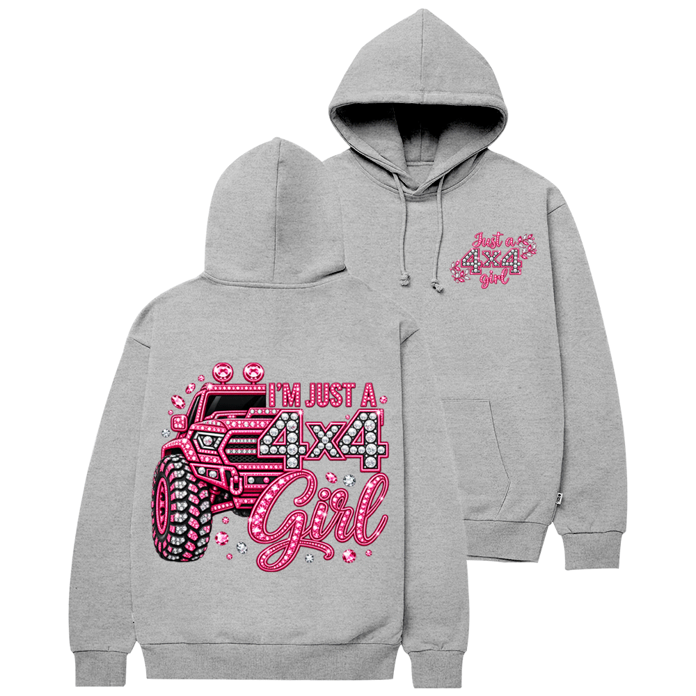 I’m Just A 4x4 Girl Pink Diamond Cotton Hoodie