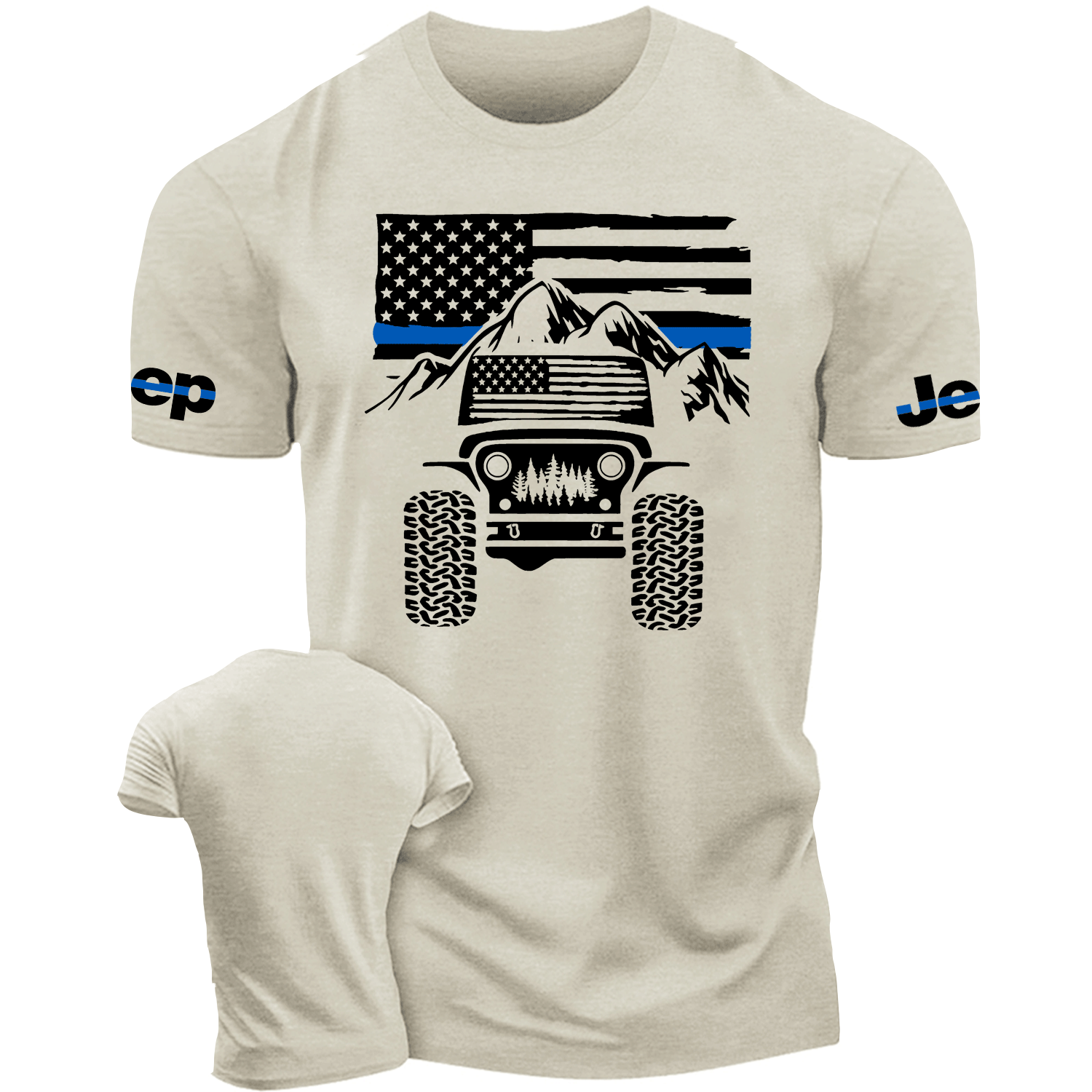 Thin Blue Line USA Flag Jp Mountain Offroad Cotton T-shirt
