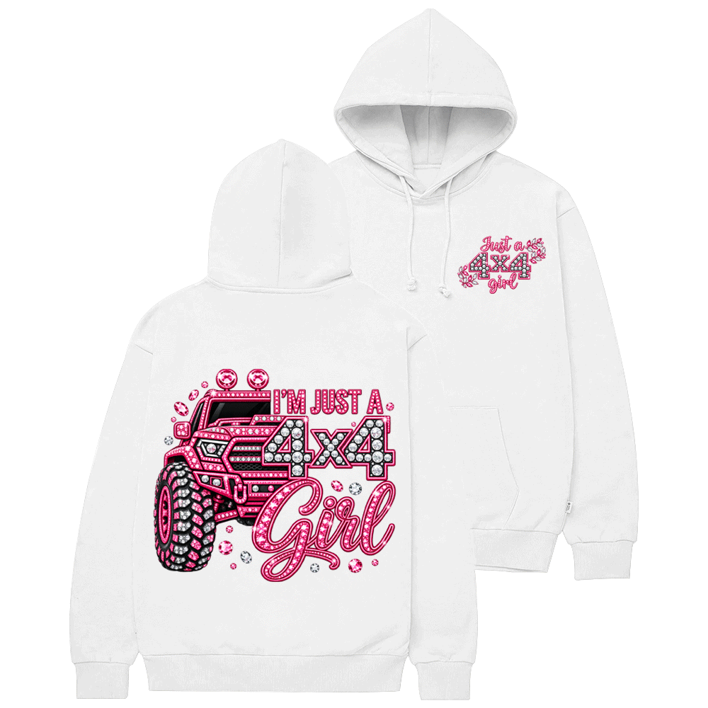 I’m Just A 4x4 Girl Pink Diamond Cotton Hoodie