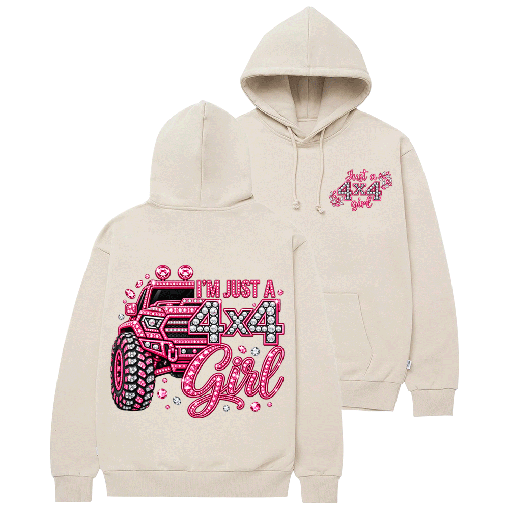 I’m Just A 4x4 Girl Pink Diamond Cotton Hoodie
