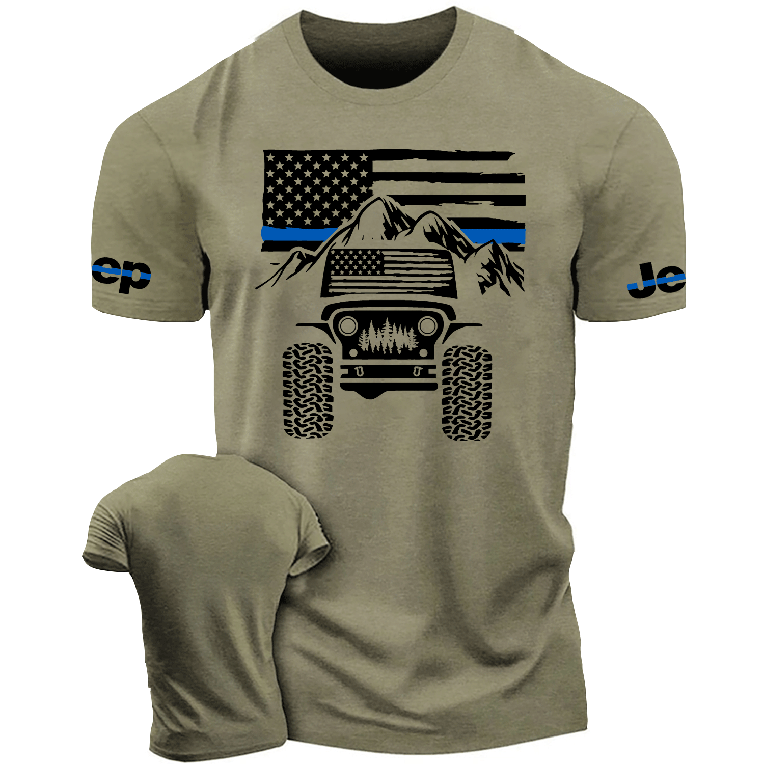 Thin Blue Line USA Flag Jp Mountain Offroad Cotton T-shirt