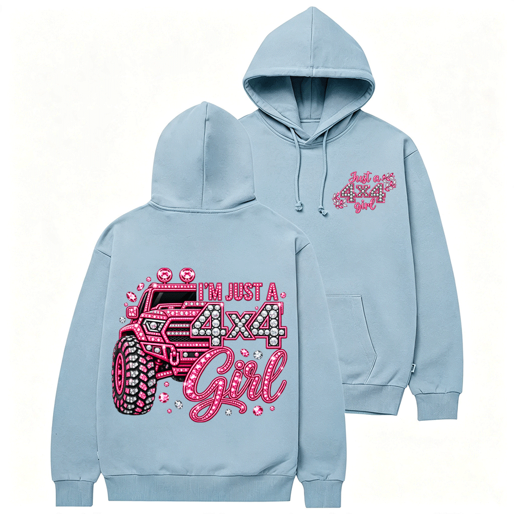 I’m Just A 4x4 Girl Pink Diamond Cotton Hoodie