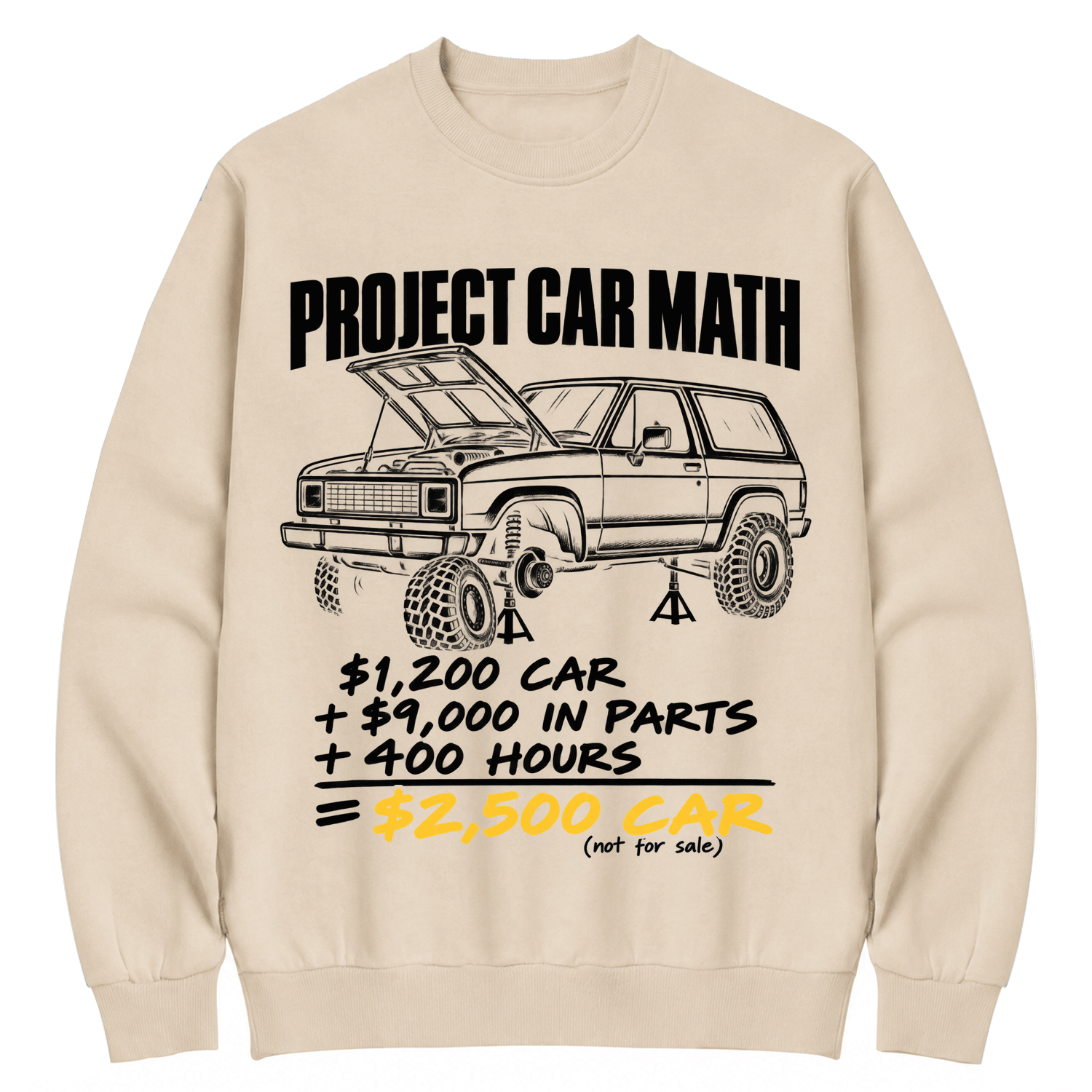 Project Car Math Funny Garage Humor Cotton Sweatshirt