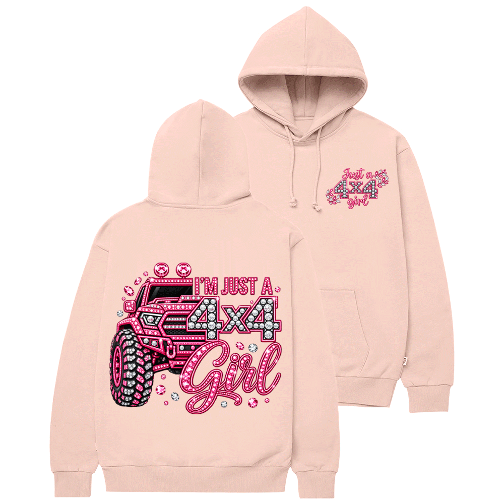 I’m Just A 4x4 Girl Pink Diamond Cotton Hoodie