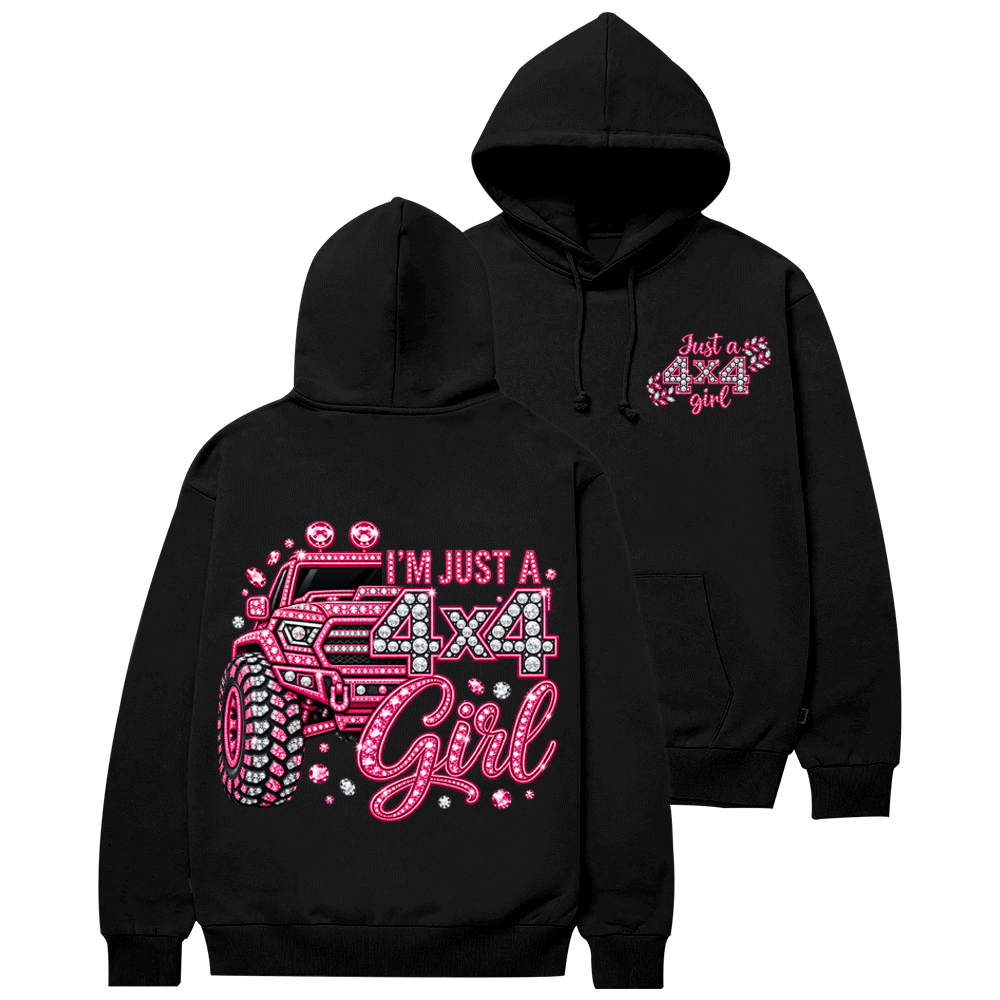 I’m Just A 4x4 Girl Pink Diamond Cotton Hoodie