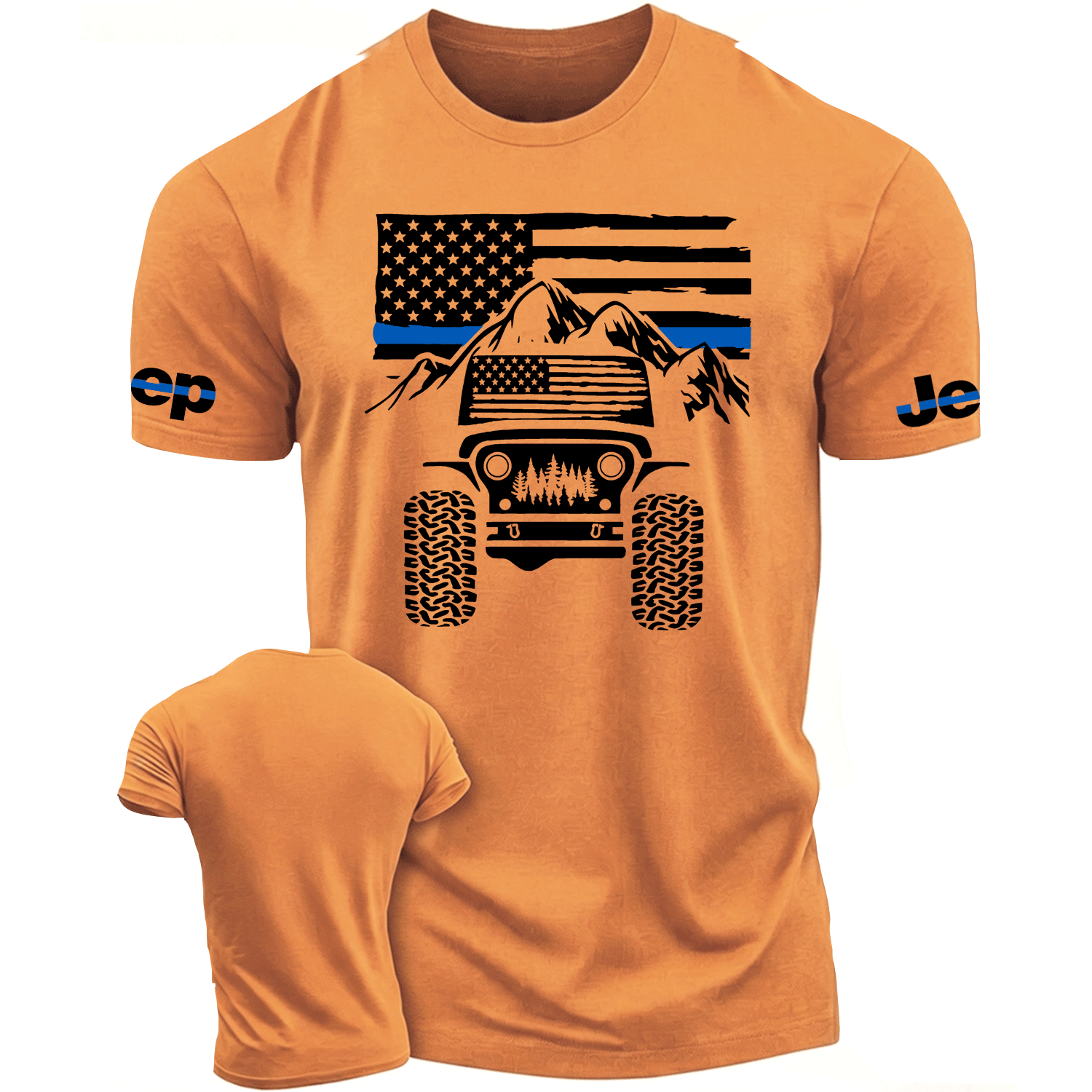 Thin Blue Line USA Flag Jp Mountain Offroad Cotton T-shirt