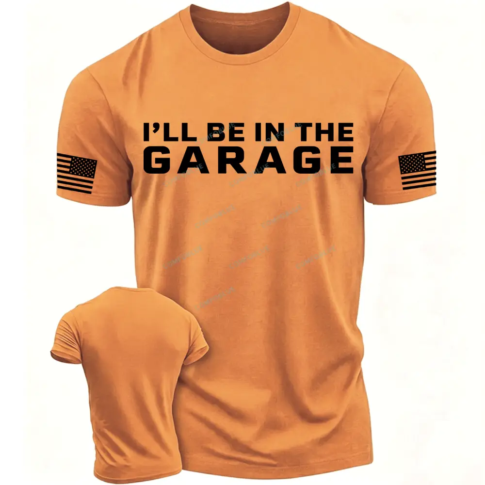 I'll Be in The Garage Flag Cotton T-Shirt