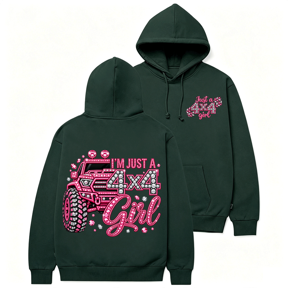 I’m Just A 4x4 Girl Pink Diamond Cotton Hoodie