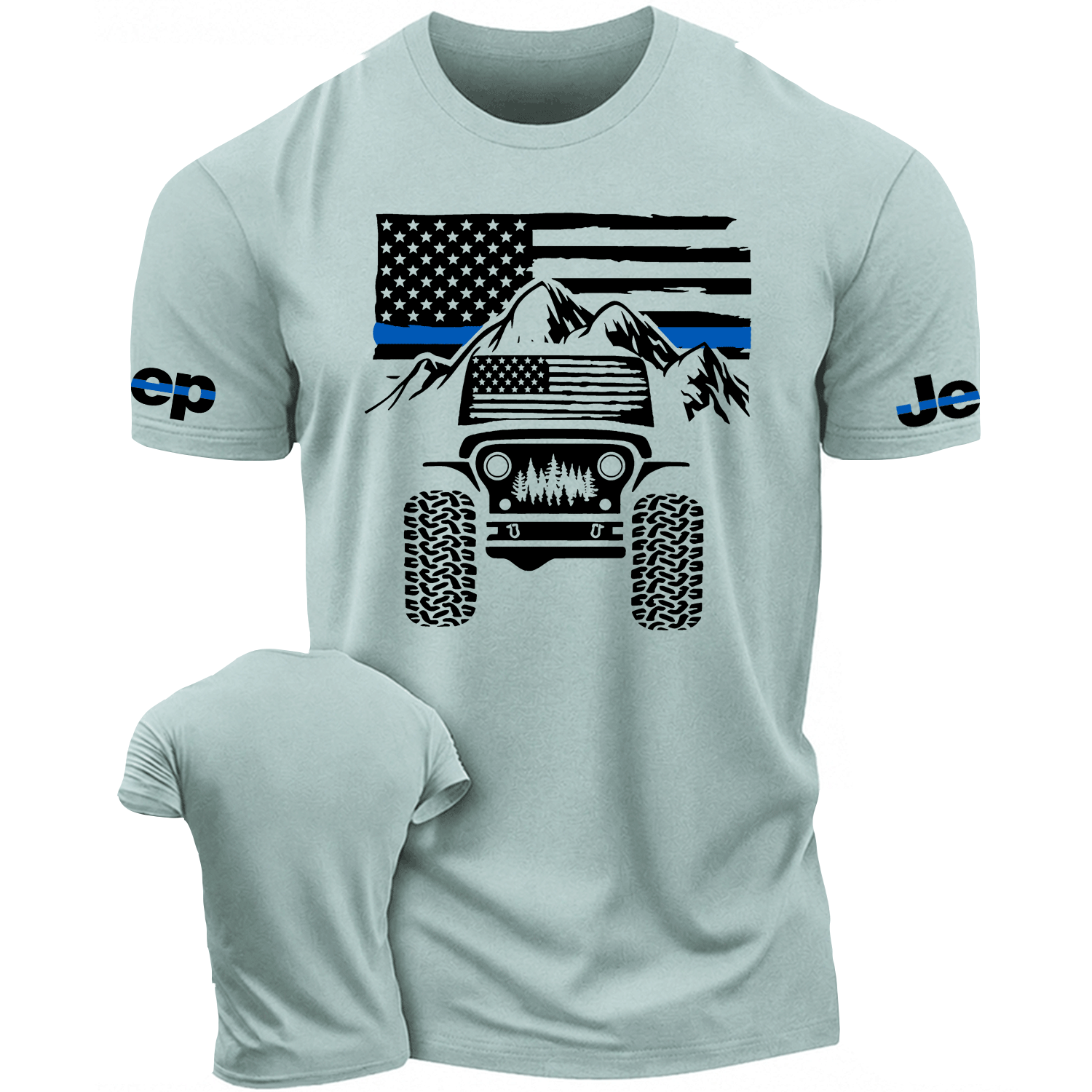 Thin Blue Line USA Flag Jp Mountain Offroad Cotton T-shirt