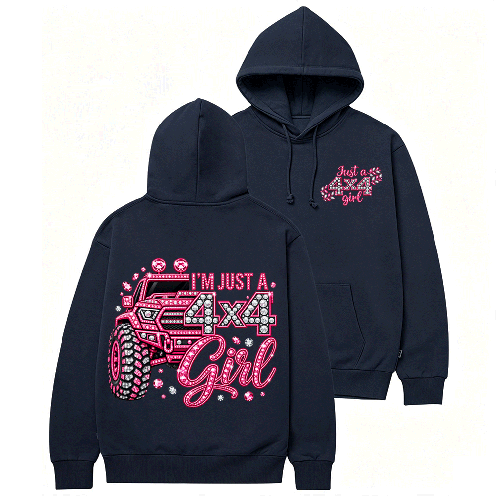 I’m Just A 4x4 Girl Pink Diamond Cotton Hoodie