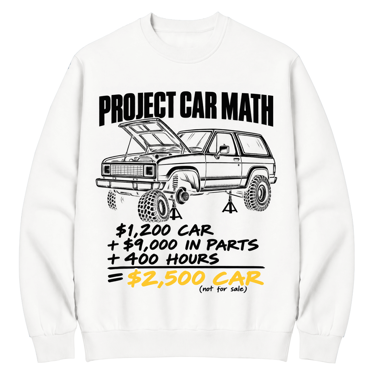 Project Car Math Funny Garage Humor Cotton Sweatshirt