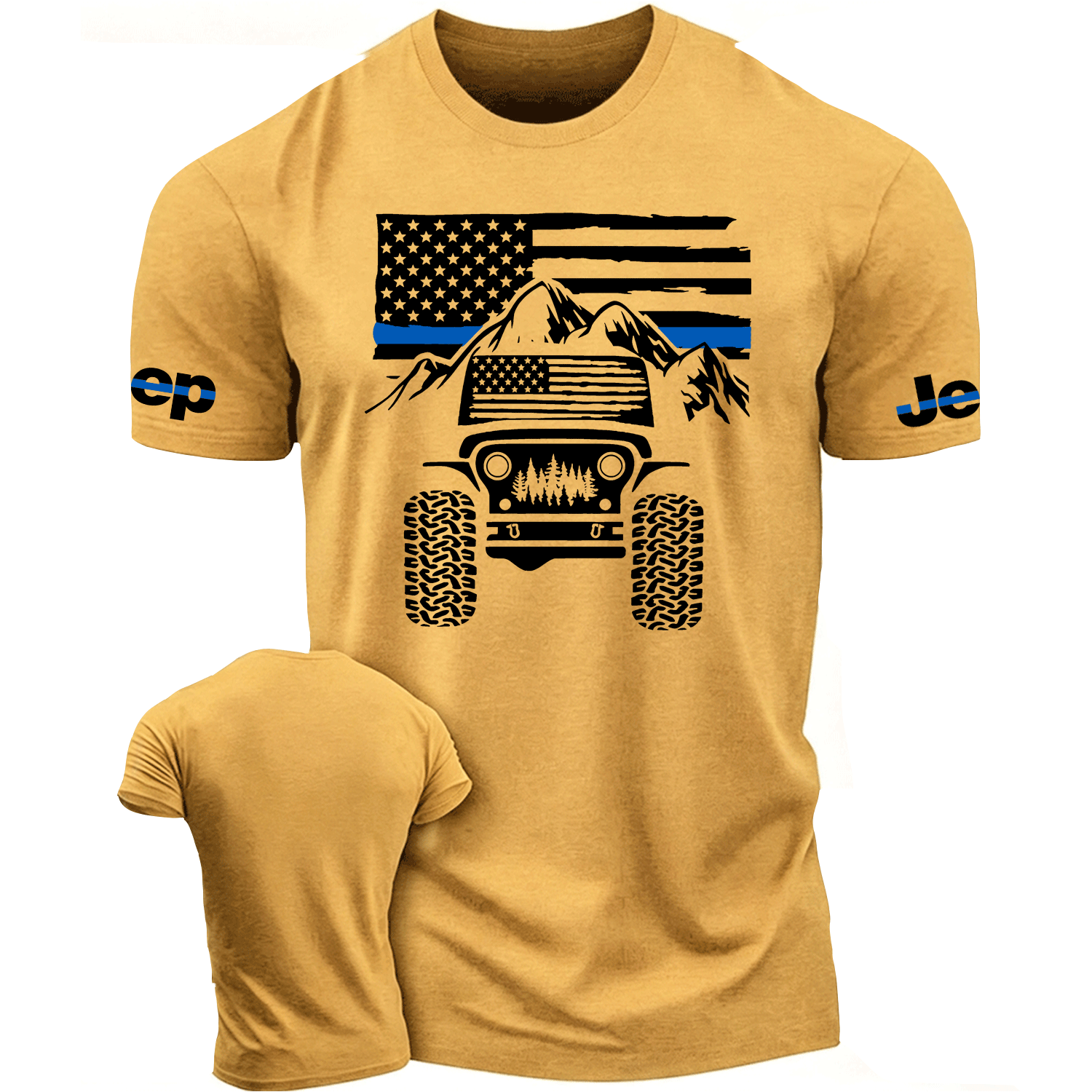 Thin Blue Line USA Flag Jp Mountain Offroad Cotton T-shirt