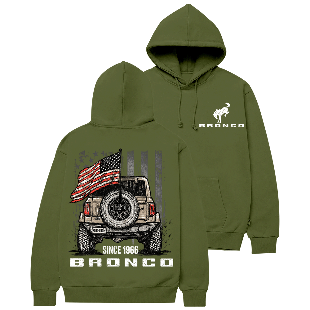 Bronco Since 1966 American Flag F0rd Cotton Hoodie