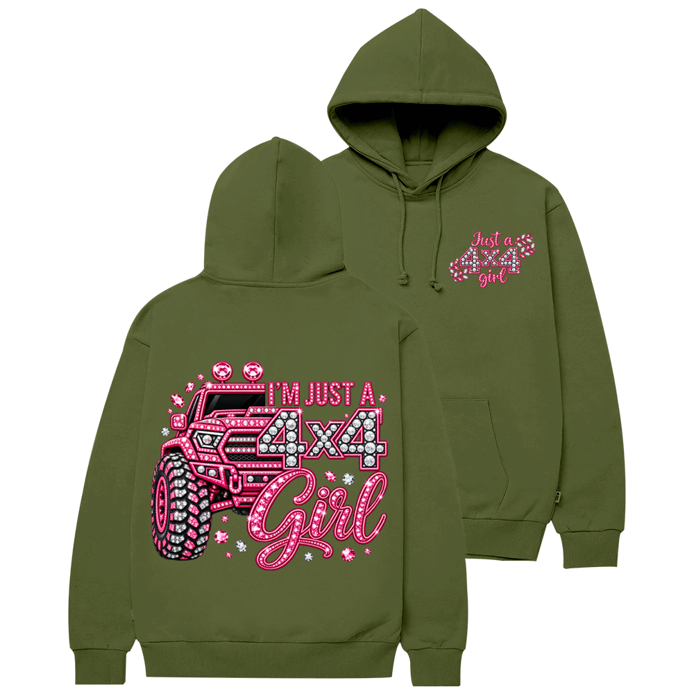 I’m Just A 4x4 Girl Pink Diamond Cotton Hoodie