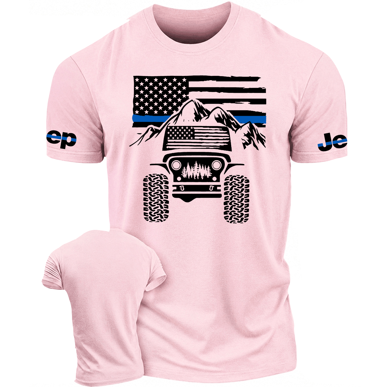 Thin Blue Line USA Flag Jp Mountain Offroad Cotton T-shirt