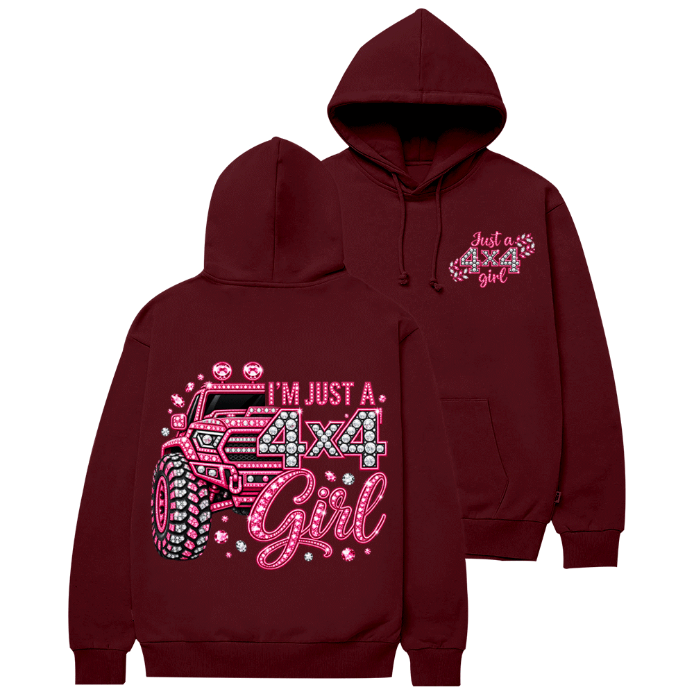 I’m Just A 4x4 Girl Pink Diamond Cotton Hoodie
