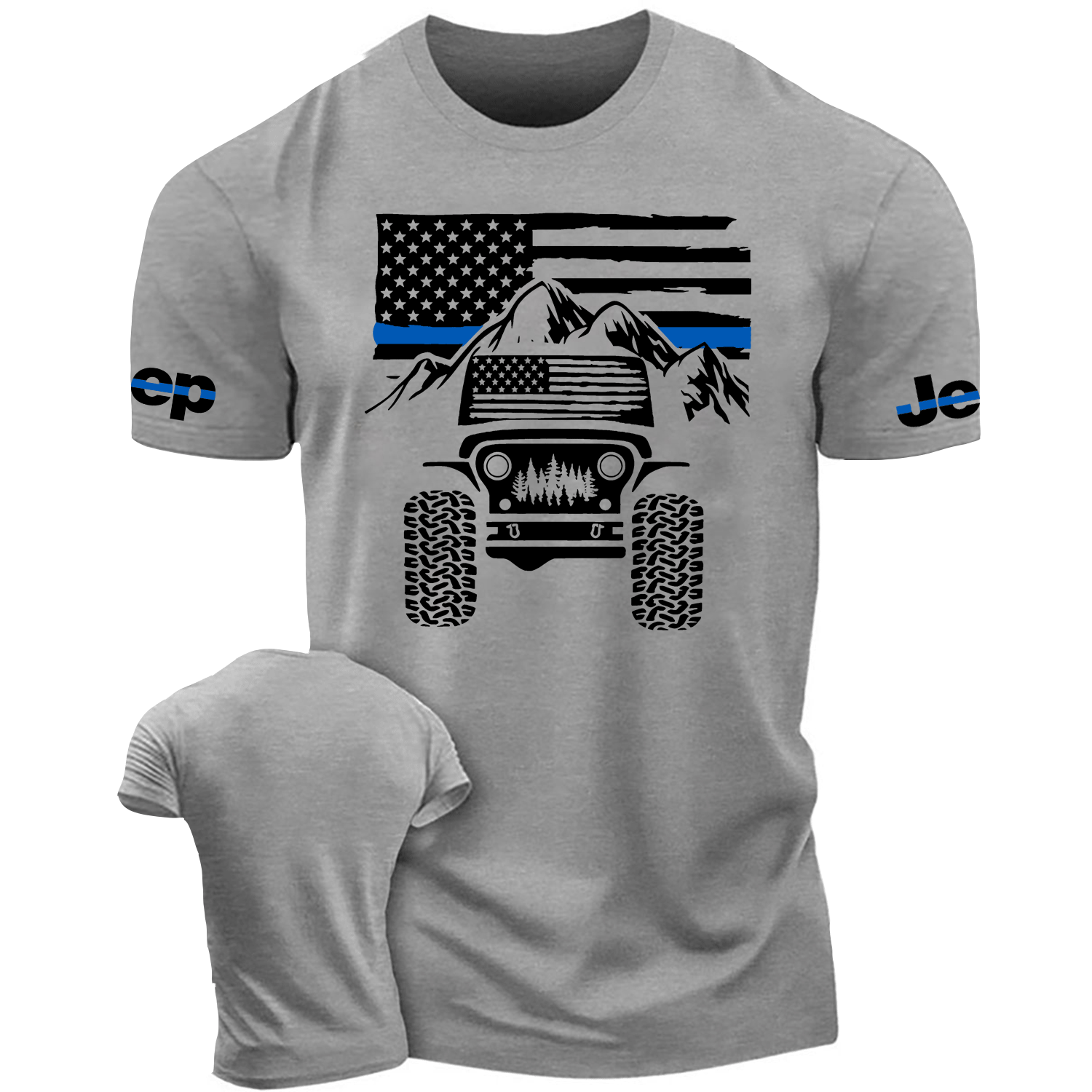 Thin Blue Line USA Flag Jp Mountain Offroad Cotton T-shirt
