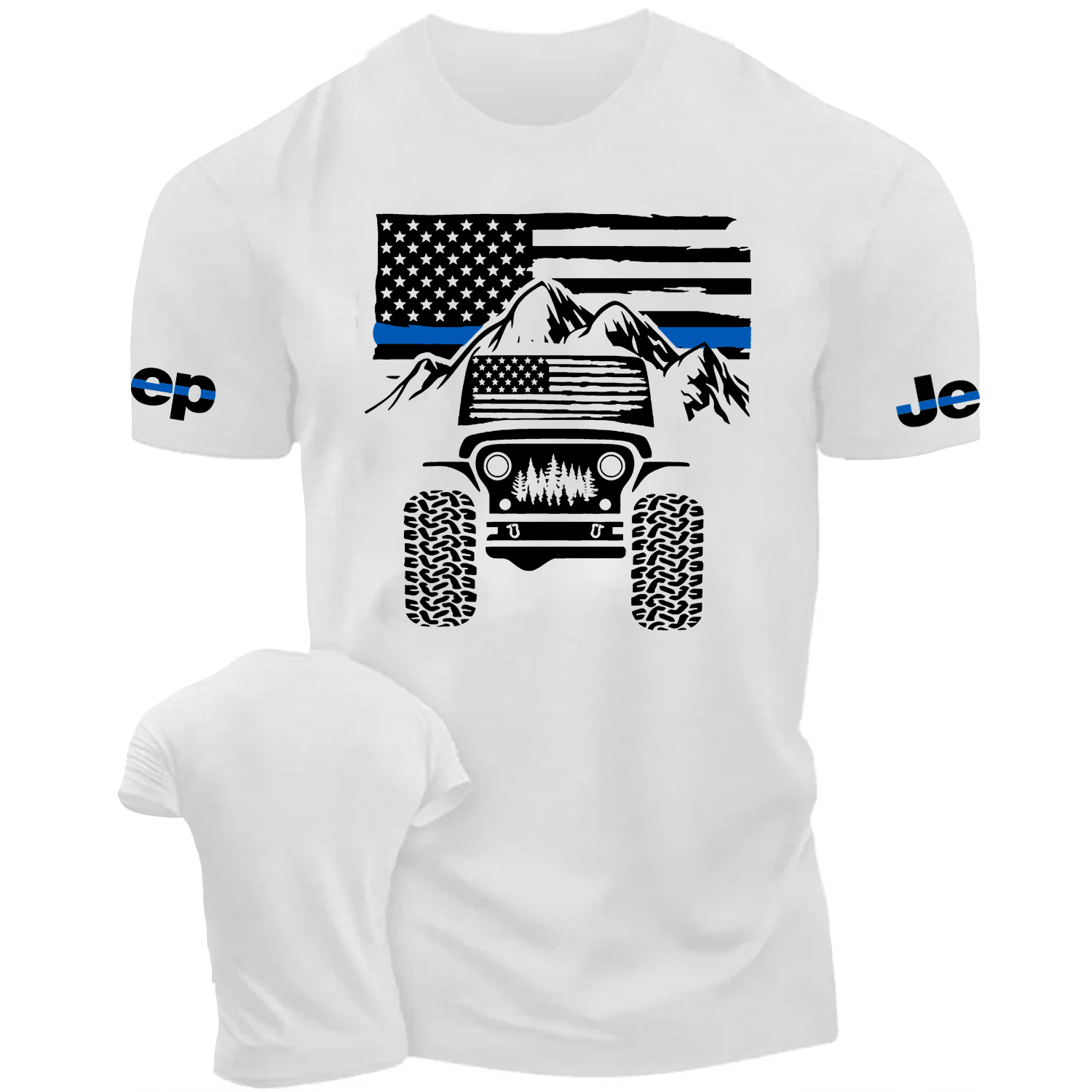 Thin Blue Line USA Flag Jp Mountain Offroad Cotton T-shirt