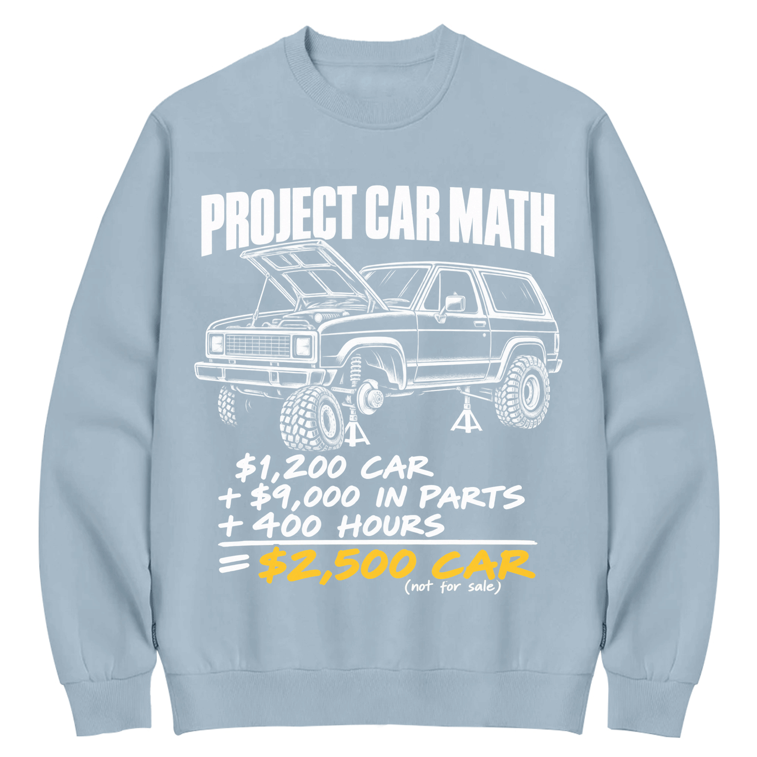Project Car Math Funny Garage Humor Cotton Sweatshirt