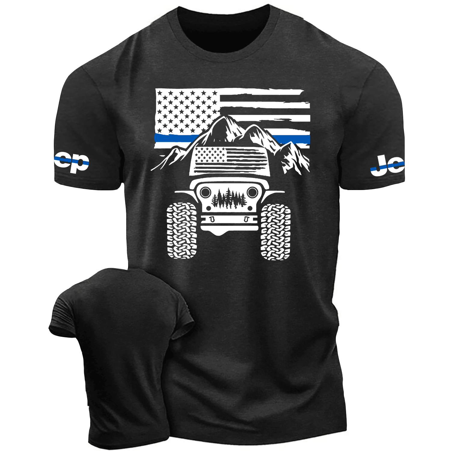 Thin Blue Line USA Flag Jp Mountain Offroad Cotton T-shirt