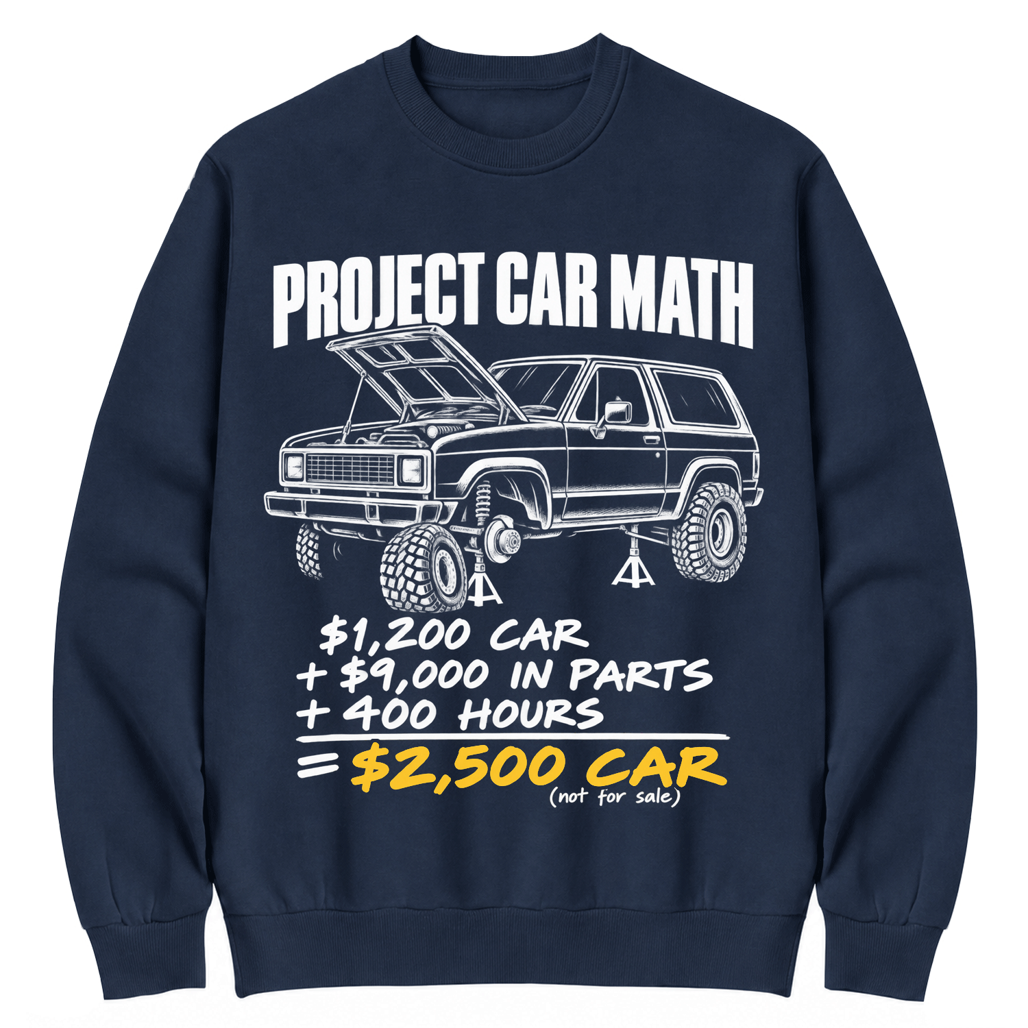 Project Car Math Funny Garage Humor Cotton Sweatshirt
