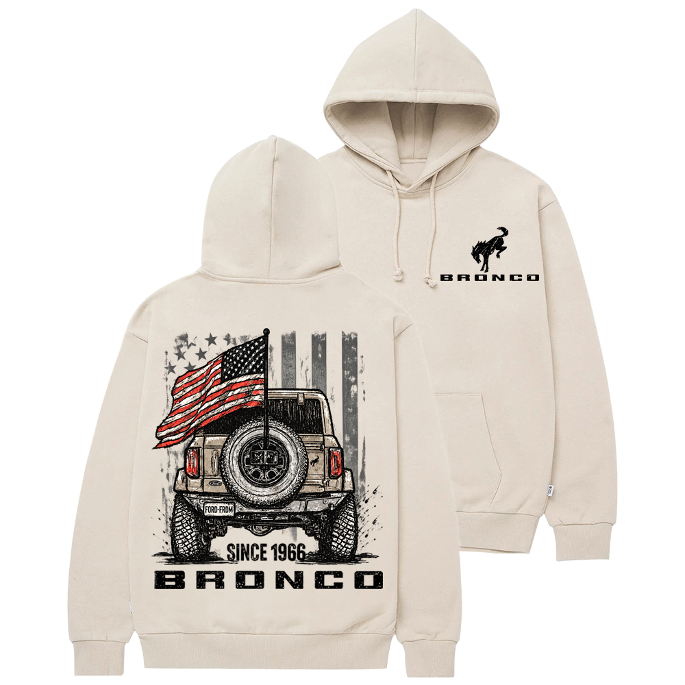 Bronco Since 1966 American Flag F0rd Cotton Hoodie