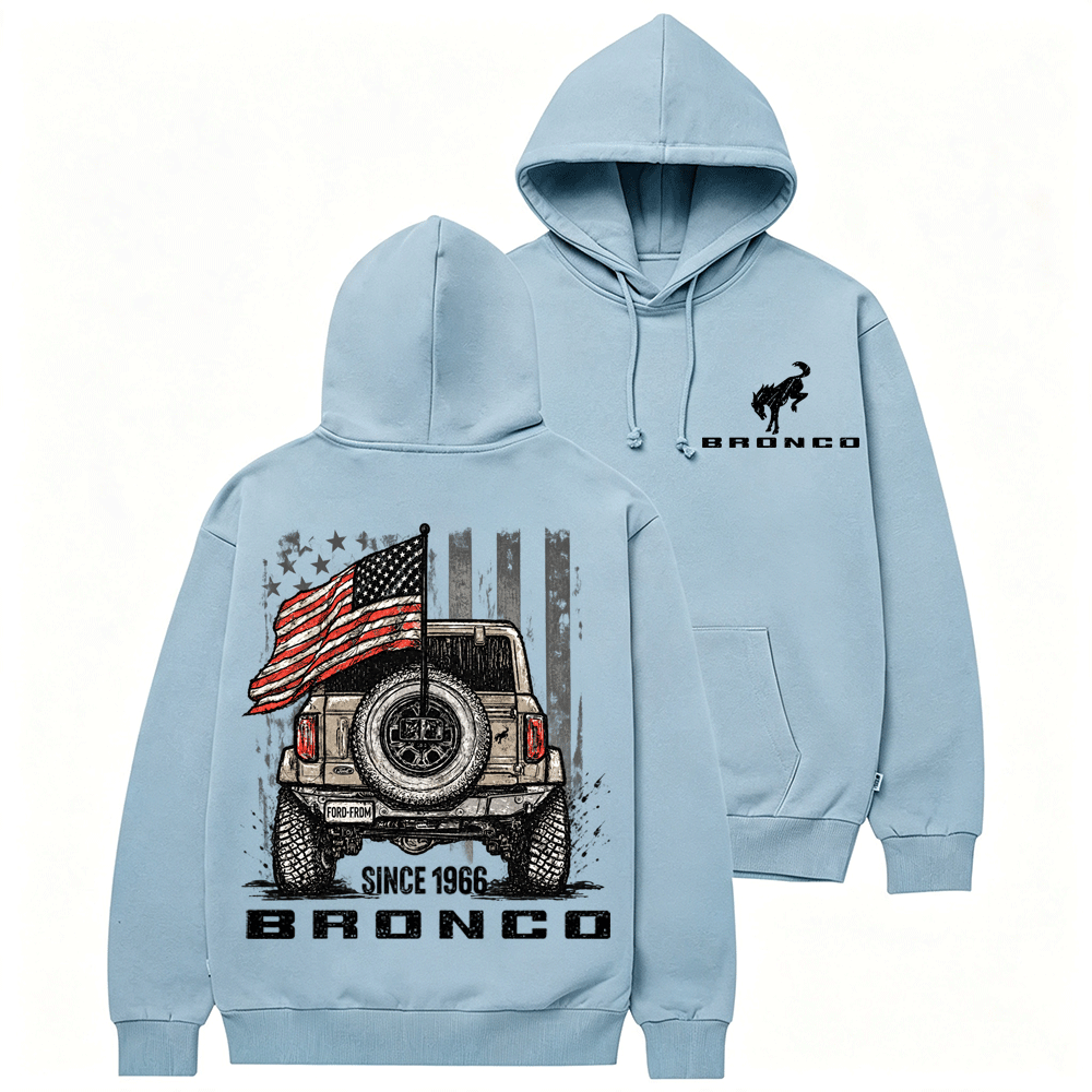 Bronco Since 1966 American Flag F0rd Cotton Hoodie