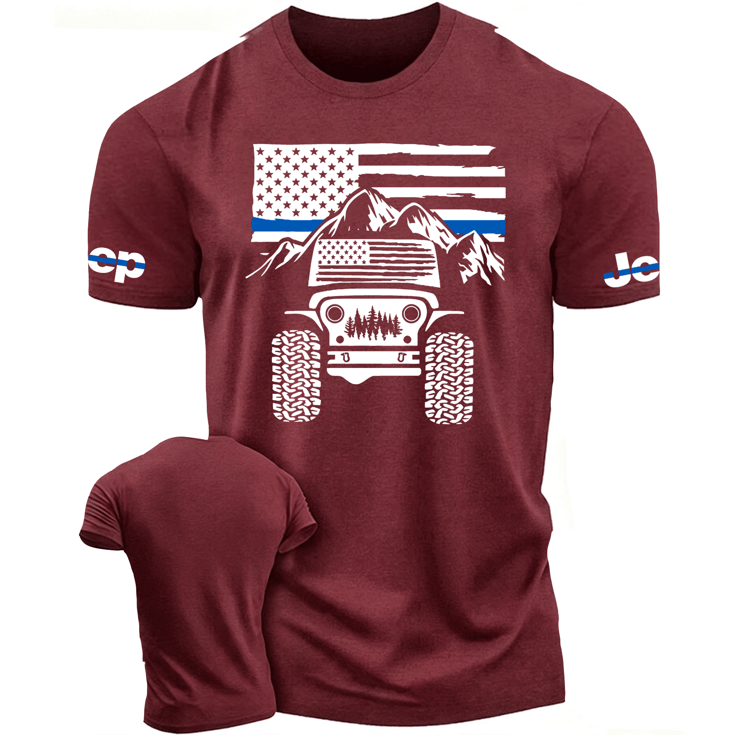 Thin Blue Line USA Flag Jp Mountain Offroad Cotton T-shirt