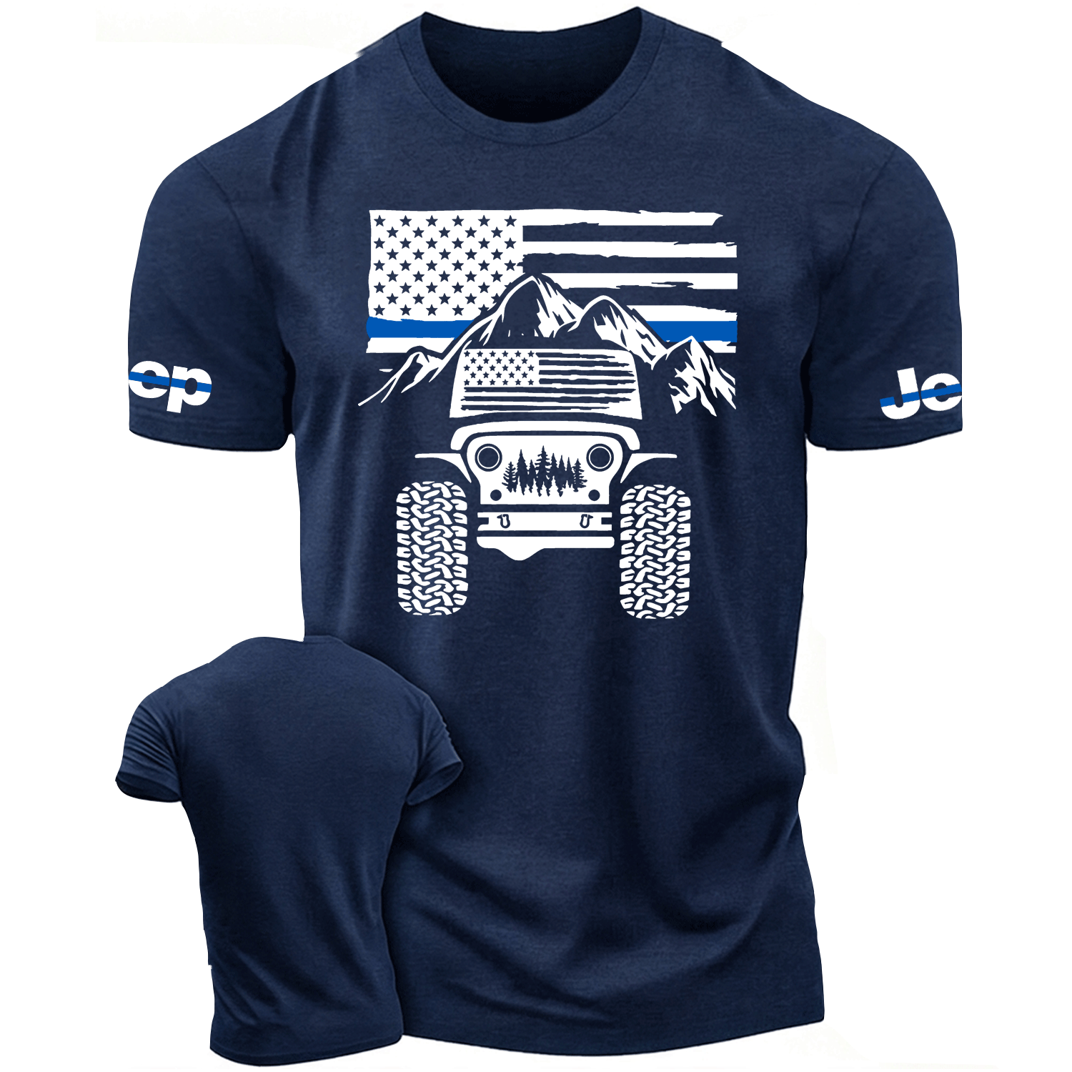 Thin Blue Line USA Flag Jp Mountain Offroad Cotton T-shirt