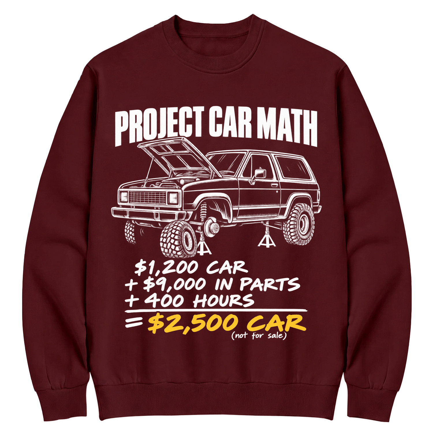 Project Car Math Funny Garage Humor Cotton Sweatshirt