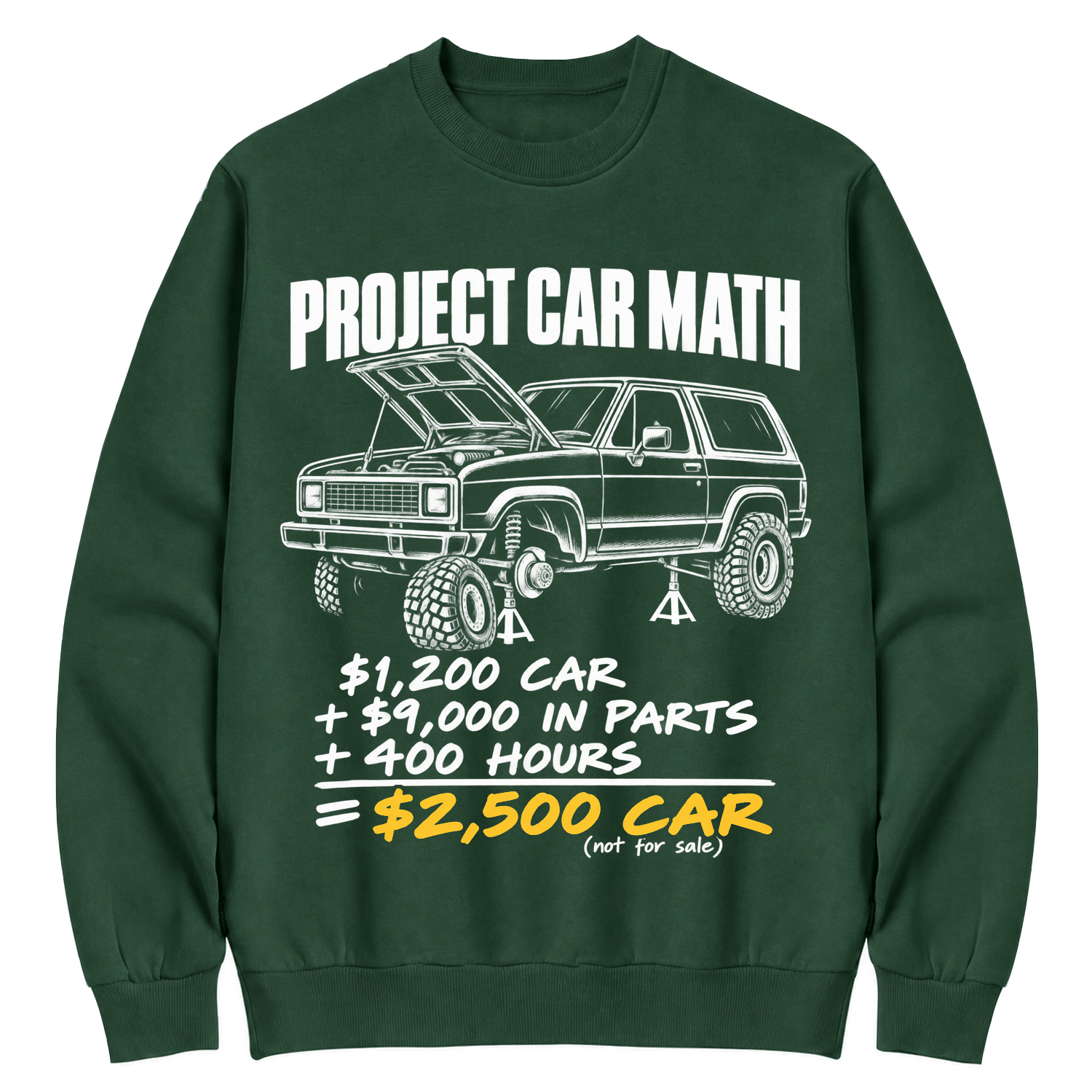 Project Car Math Funny Garage Humor Cotton Sweatshirt