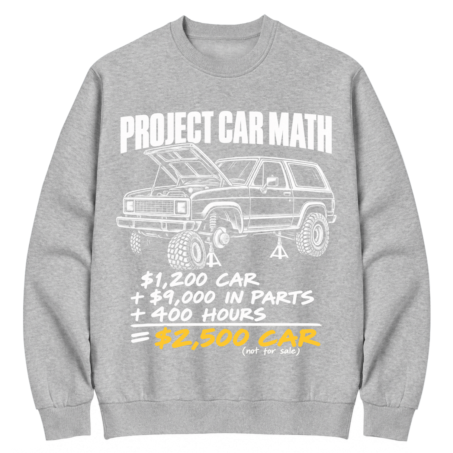Project Car Math Funny Garage Humor Cotton Sweatshirt