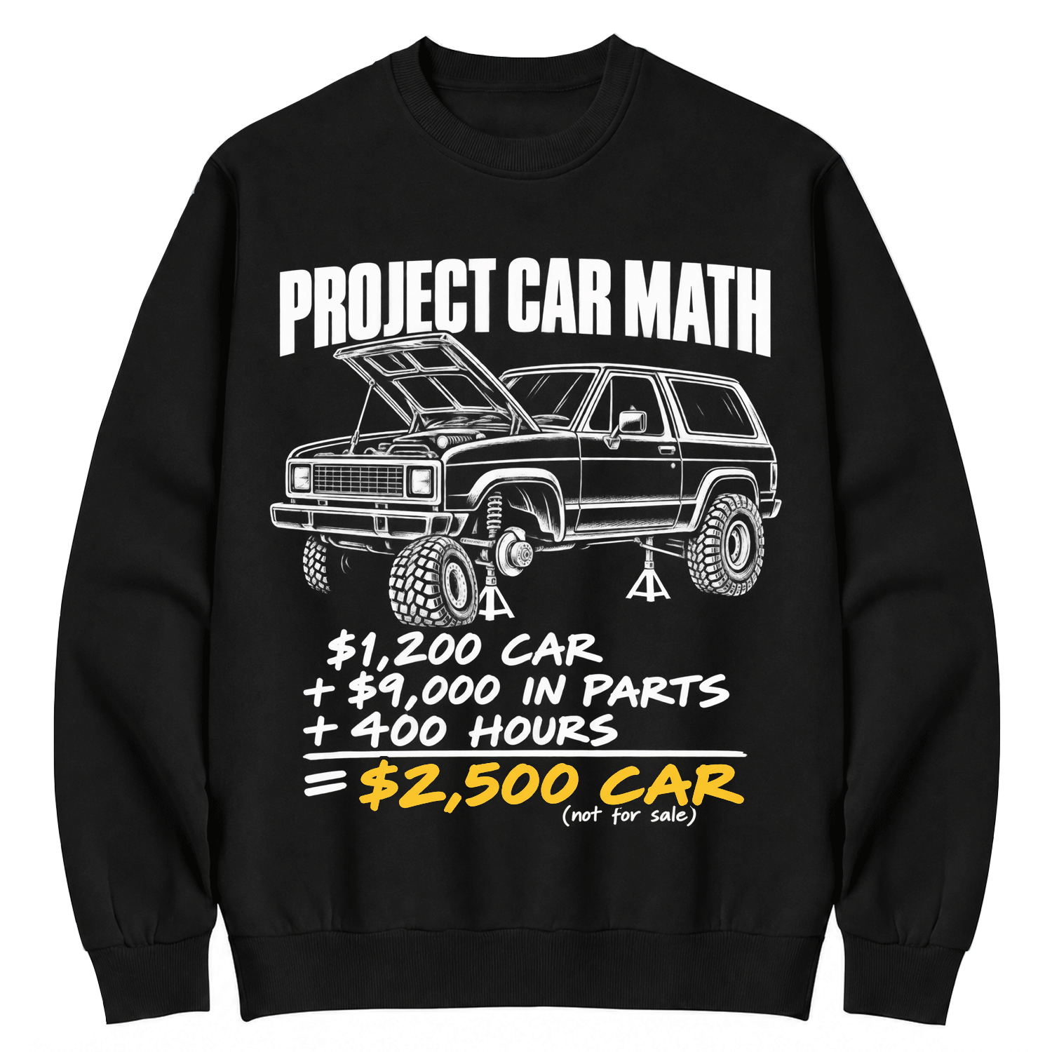 Project Car Math Funny Garage Humor Cotton Sweatshirt