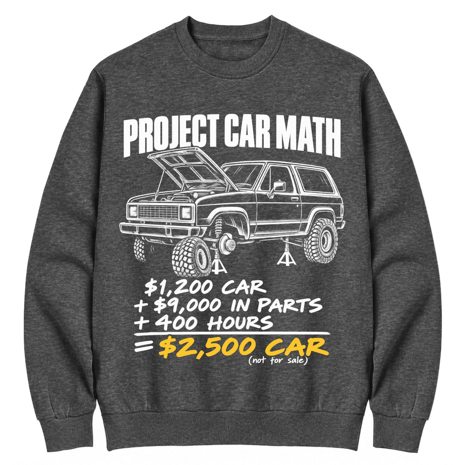 Project Car Math Funny Garage Humor Cotton Sweatshirt