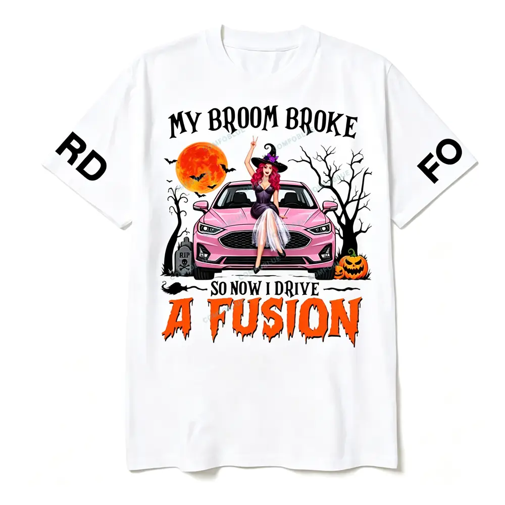 F*rd Fusion Witch Halloween My Broom Broke Car Unisex T-shirt