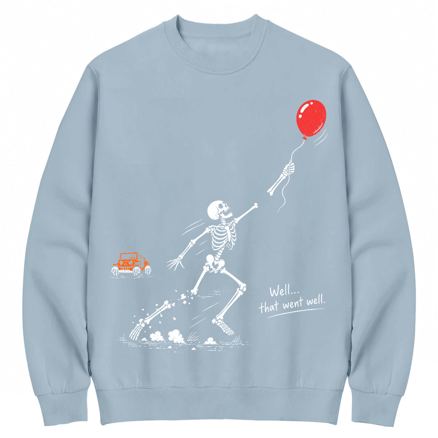 Well… That Went Well! | Funny Skeleton Off-Road Halloween Cotton Sweatshirt