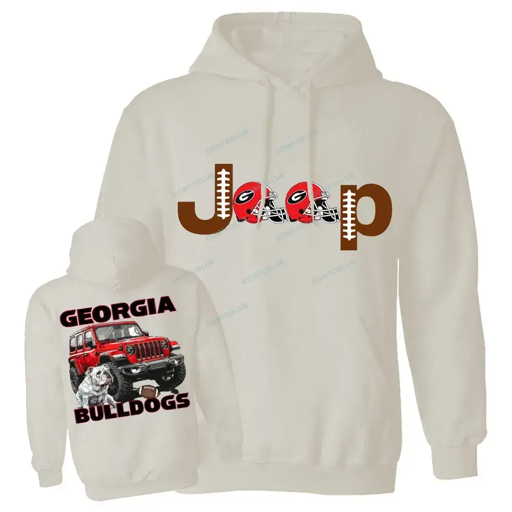 Georgia Jp Bulldog Red Helemet Jp Casual Hoodie