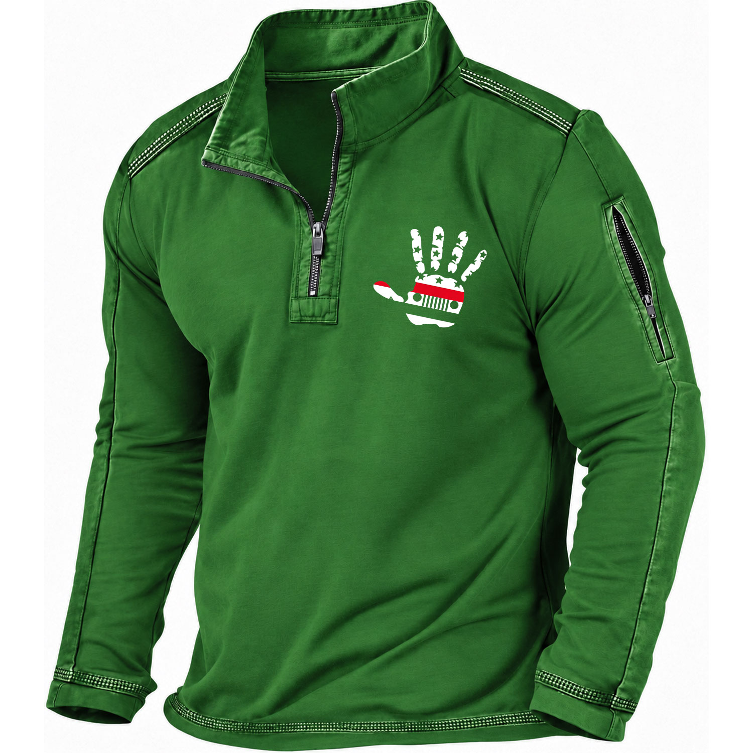Jp Firefighter Red Line Flag Hand Palm Quarter-Zip Sweatshirt