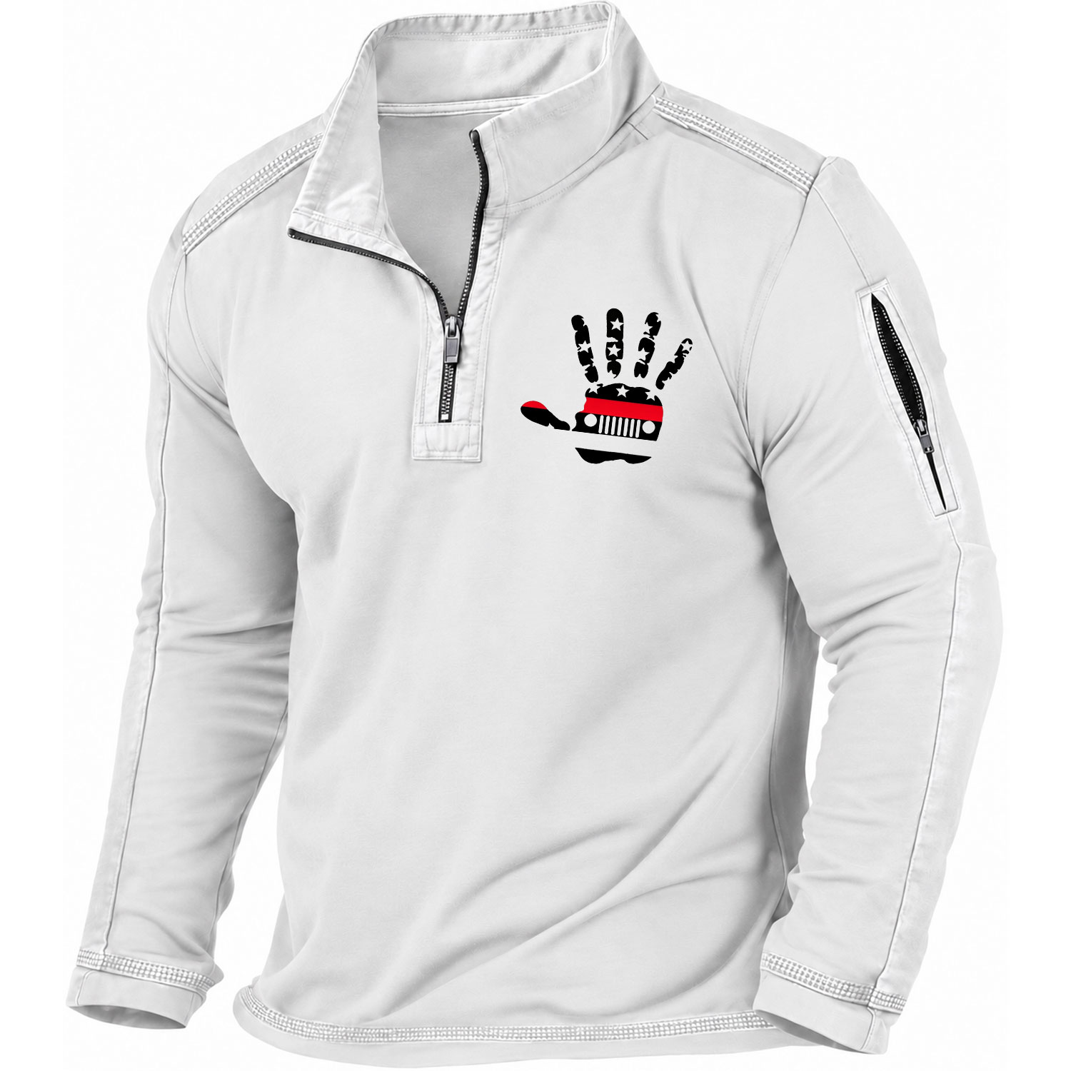 Jp Firefighter Red Line Flag Hand Palm Quarter-Zip Sweatshirt