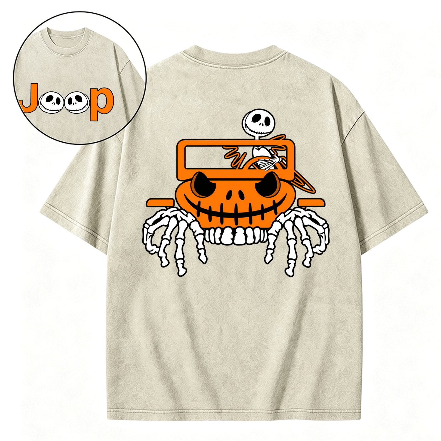 Bone Grille Ghost Halloween Unisex Washed T-Shirt