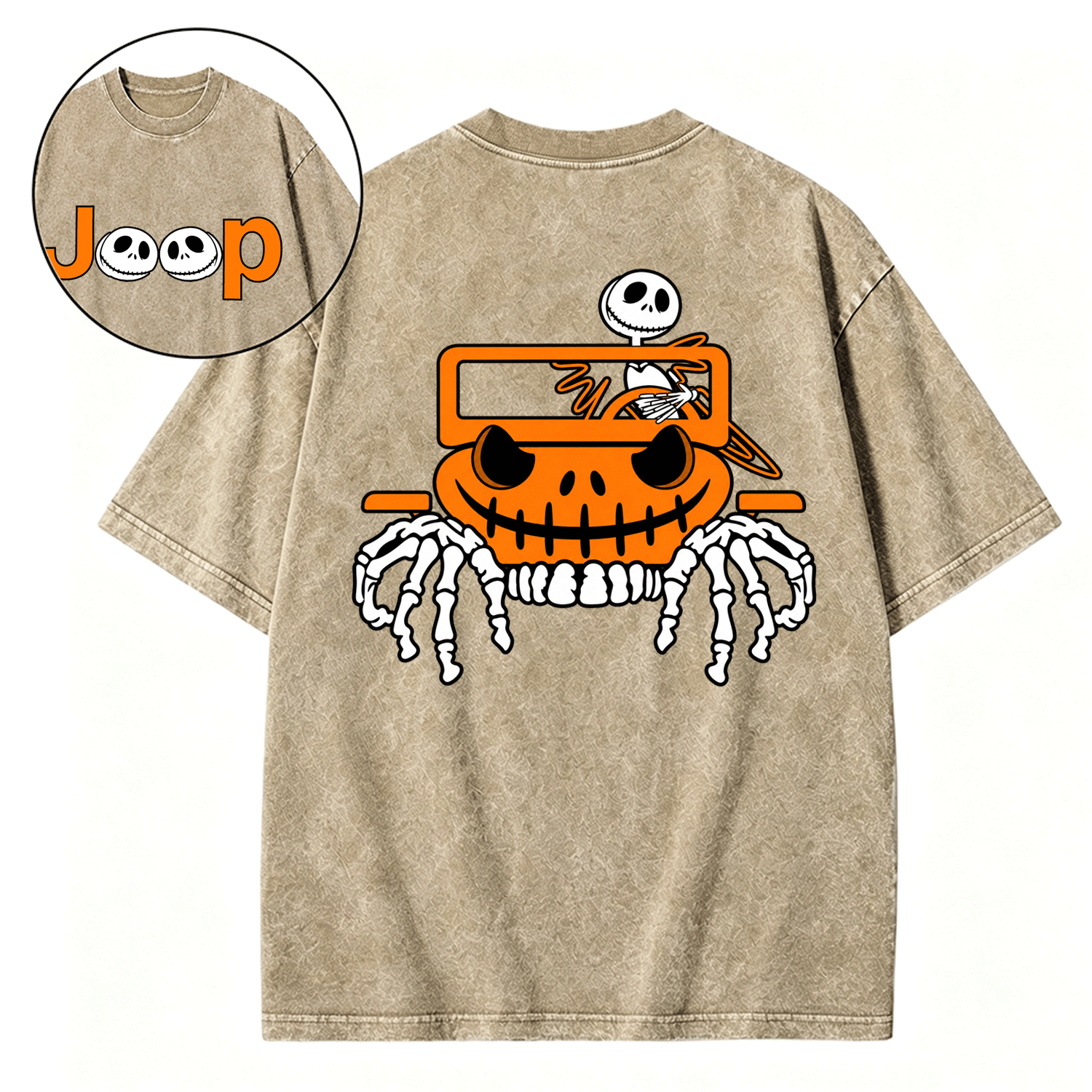 Bone Grille Ghost Halloween Unisex Washed T-Shirt